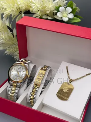 Rolex Watch, Necklace Bracelet Set for Men – Complete Gift Set