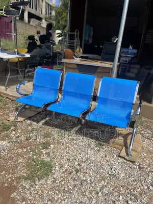Durable Stylish 3-Seater Blue Reception Bench