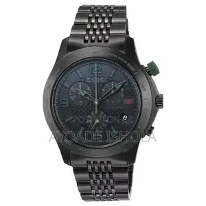 Gucci Men's G-Timeless Black Stainless Steel Sapphire Watch Ya126225a