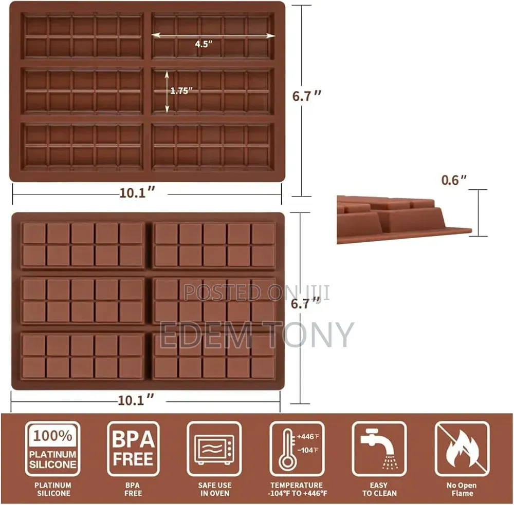 9 Cell 8 Section Chocolate Bar 43g Candy Professional Silicone Mould M