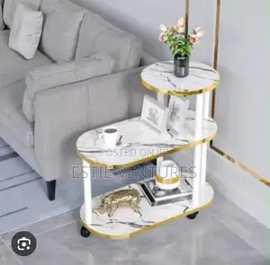 Marble Side Table Features a Three-Tier
