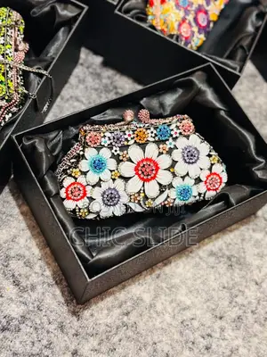 Luxury Floral Beaded Clutch Purse