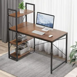 Computer Study Desk With Shelves Office Workstation Wood