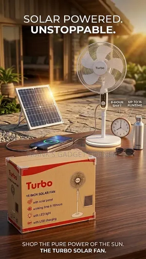 Turbo 16” Rechargeable Solar Fan