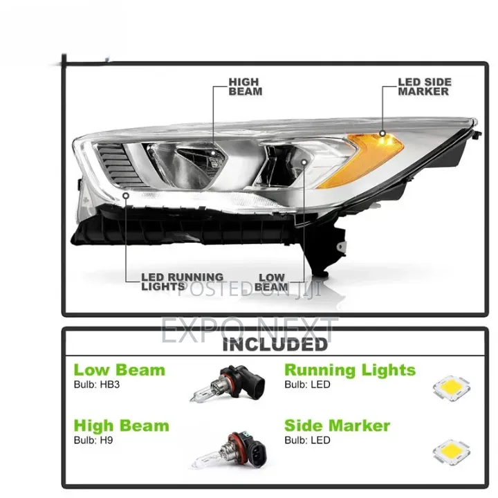 Ford Escape 2017 Chrome Plated Halogen Led Headlight