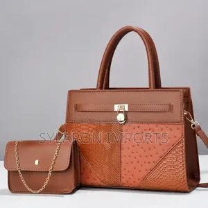 Women’S 2-in-1 Patchwork Tote Handbag Set - Earthy Brown