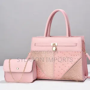 Women’S 2-in-1 Patchwork Tote Handbag Set - Pink