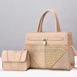 Women’S 2-in-1 Patchwork Tote Handbag Set - Khaki