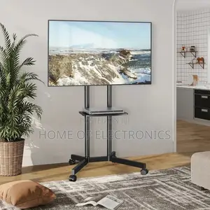 Simple to Assemble Trolley Tv Stand With Wheels(32-70 Inch)