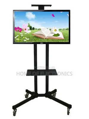 Solid Black Steel Mobile Trolley Tv Stand With Wheels(32-70 Inch)