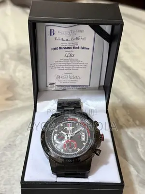 Ford Mustang Black Stainless Steel Men's Chronograph Watch