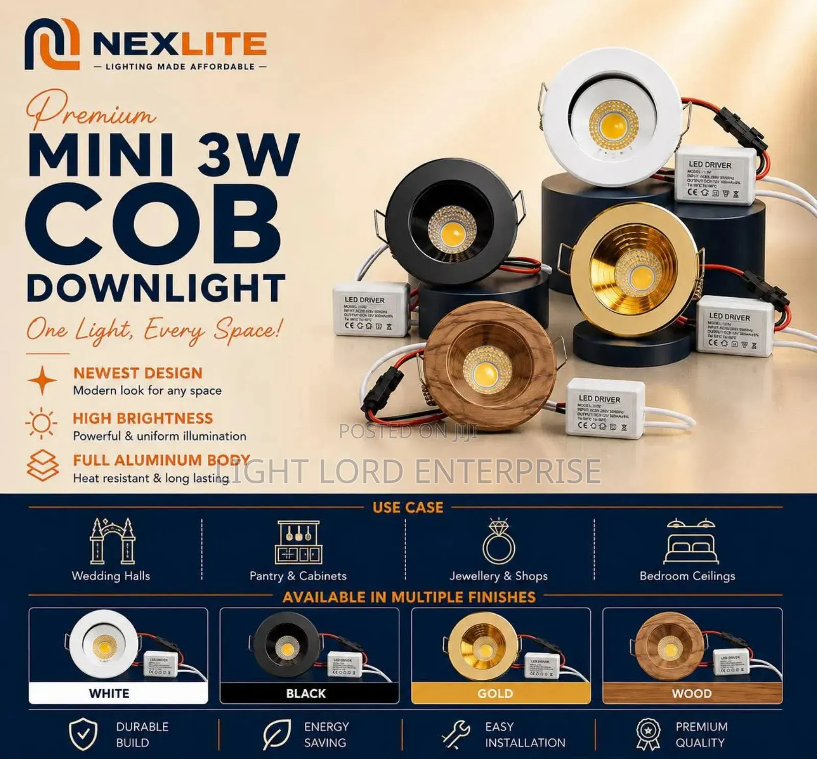Uniform Illumination Mini 3watts Spot Light