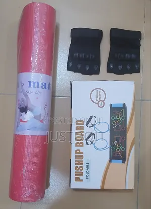 Push Up Board + Gym Mat + Gym Gloves.
