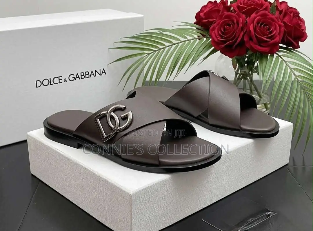 Black and Bown Dolce Gabbana Leather Slides