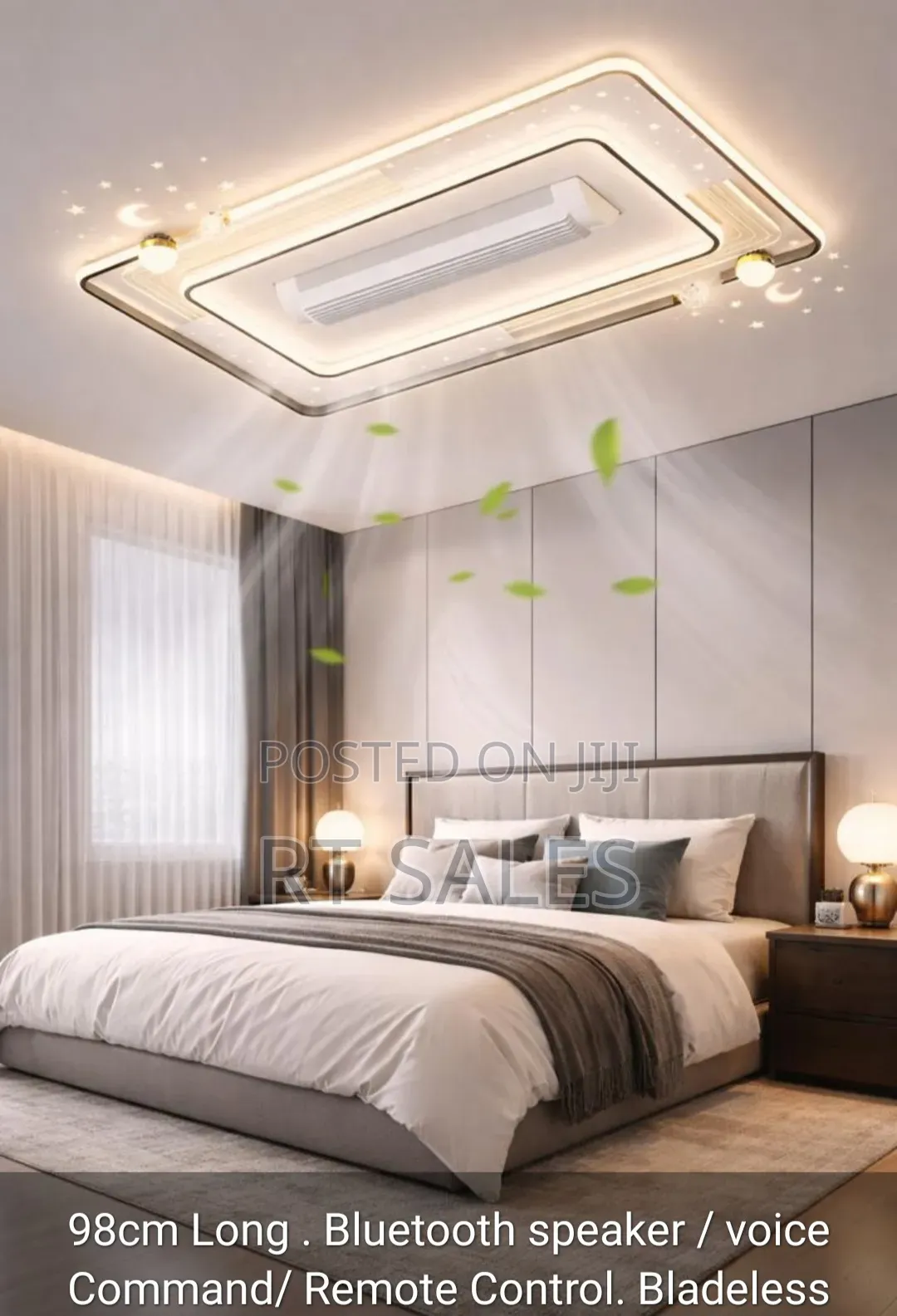 Remote Control Large Bladeless Ceiling Fan With Light.