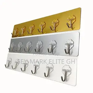 6 Hooks Adhesive Wall Sticker Hanger