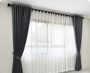 Rush Now 4 in 1 Blackout Curtains With White Transparent Voile Set