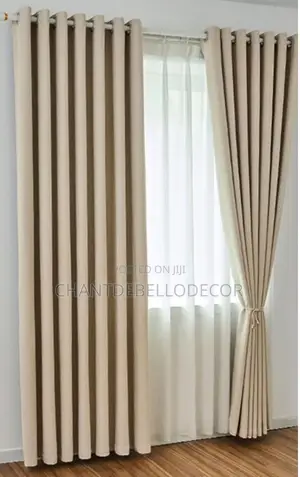 Amazing Pair of Blackout Curtains With White Transparent Voile Set