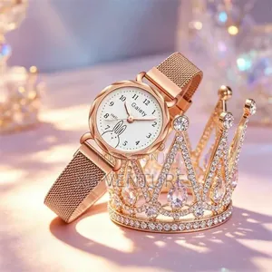 Ladies Waterproof Party Gift High-End Watch + Bracelet 2-Piece Set