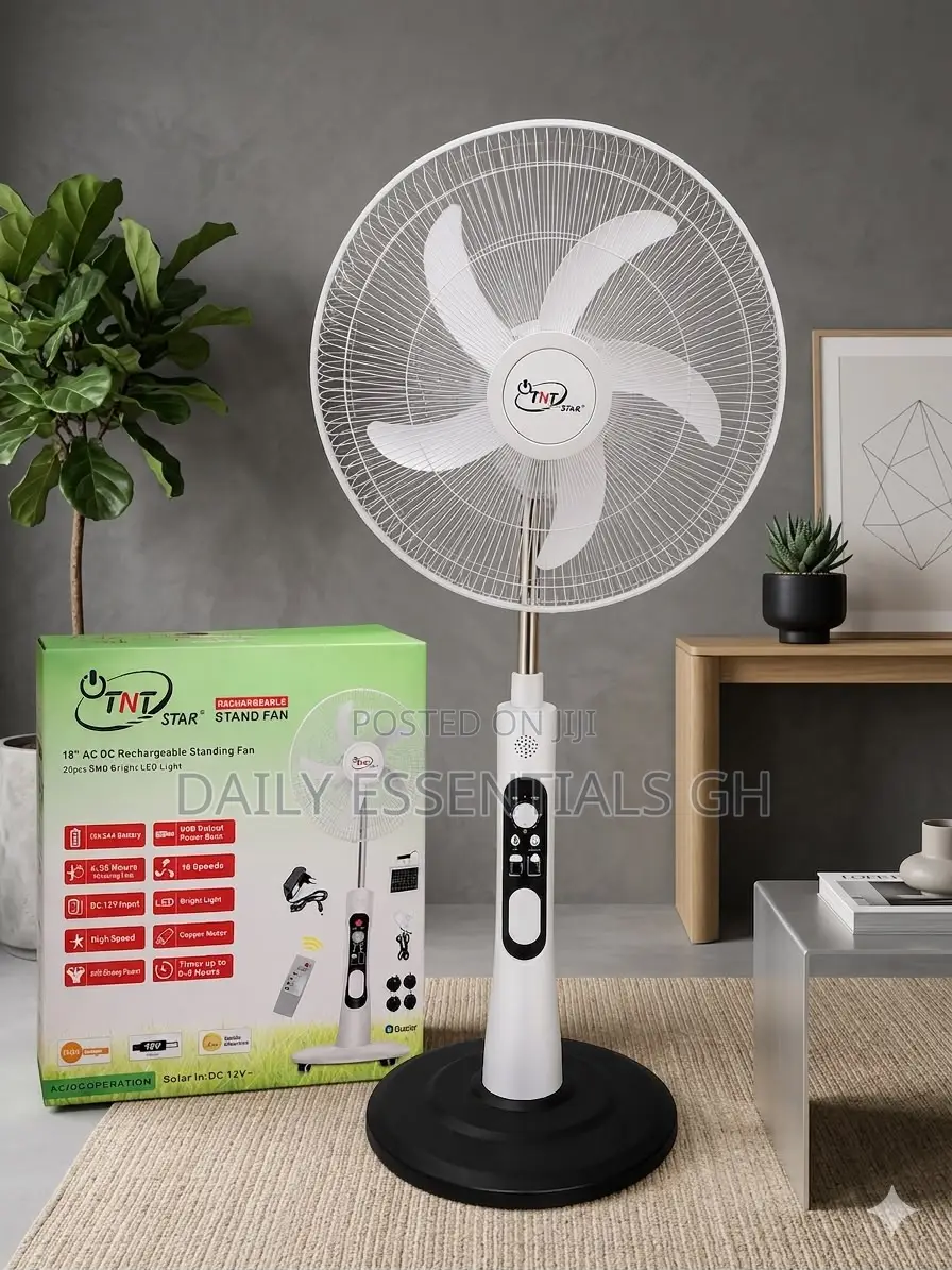 Tnt Star 18 Inch Rechargeable Pedestal Fan With Solar And Usb Ports