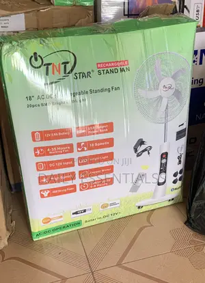 TNT Star Solar Compatible Rechargeable Standing Fan 18”