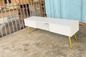White With Golden Leg Tv Stand