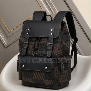 Quality Luxury Checkered Leather Unisex Laptop Backpack Work School
