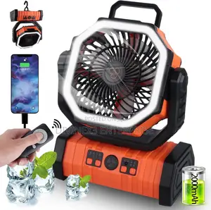 20000mah Rechargeable Camping Fan With Light and Remote Control