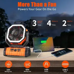 20000mah Rechargeable Camping Fan With Light and Remote Control