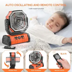 20000mah Rechargeable Camping Fan With Light and Remote Control