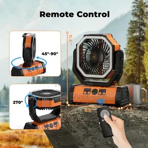 20000mah Rechargeable Camping Fan With Light and Remote Control