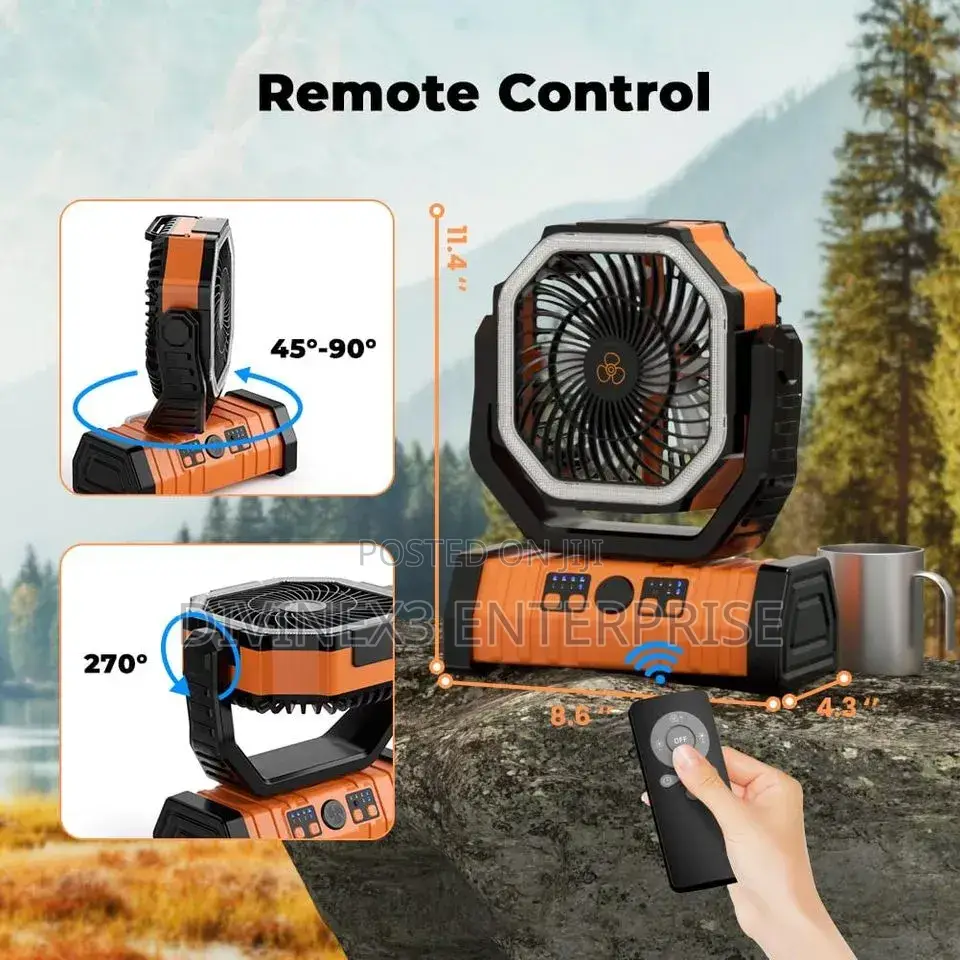 20000mah Rechargeable Camping Fan With Light and Remote Control