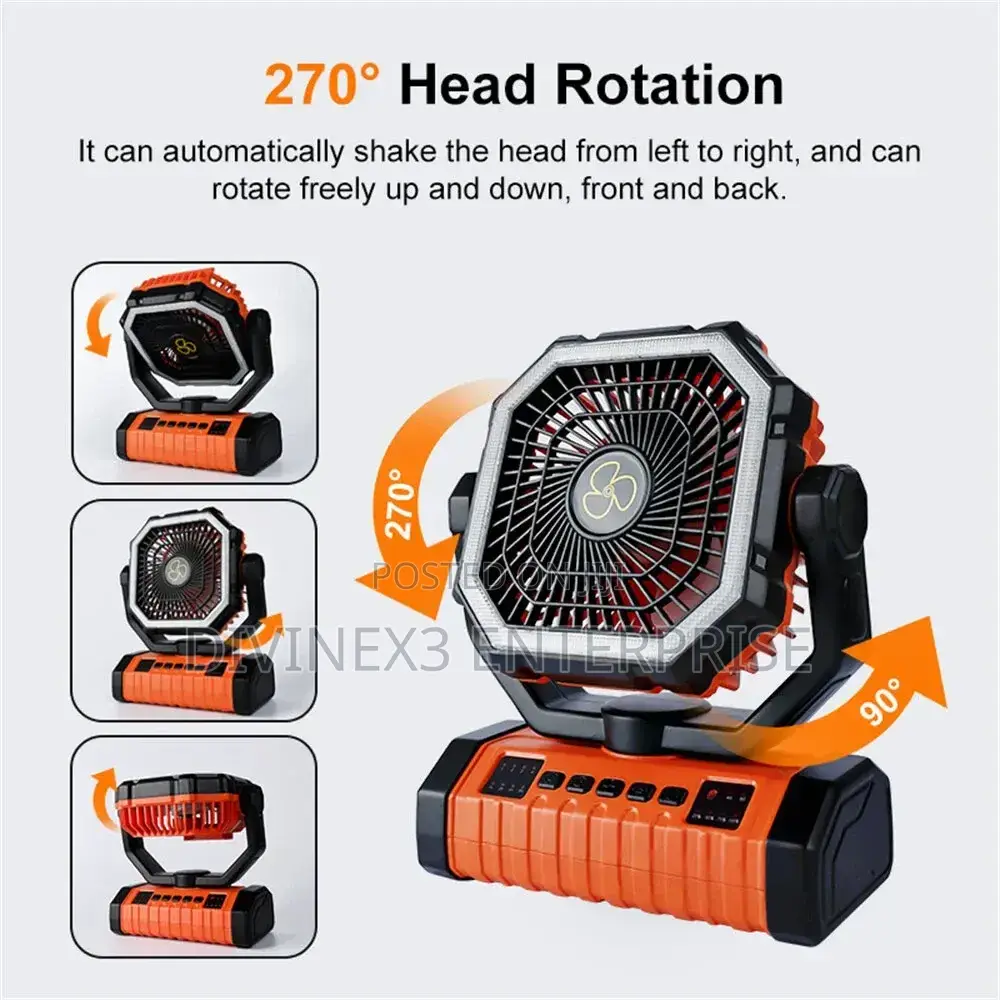 20000mah Rechargeable Camping Fan With Light and Remote Control