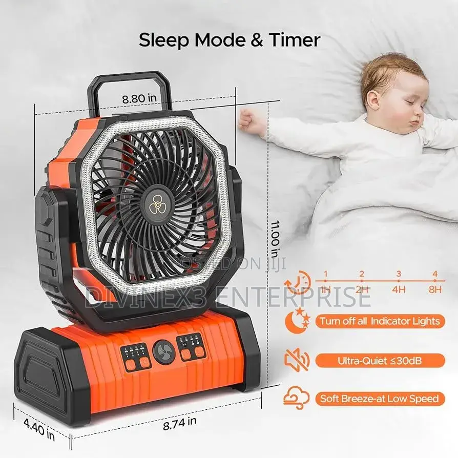 20000mah Rechargeable Camping Fan With Light and Remote Control