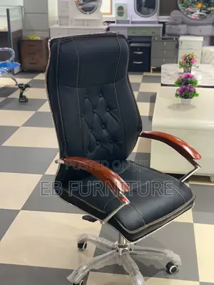 Swivel Office Chair With a Wooden Handle