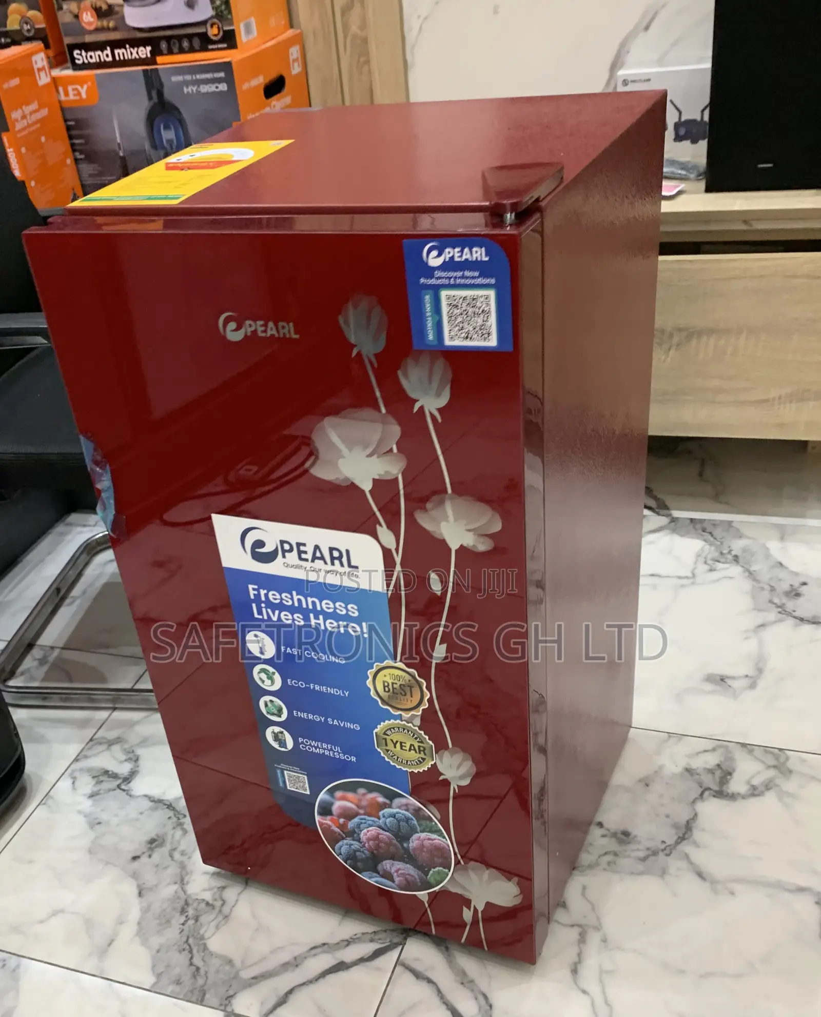 Secure Fast Pearl Pf-109-2b in Red 80-Liter Single-Door Table-Top