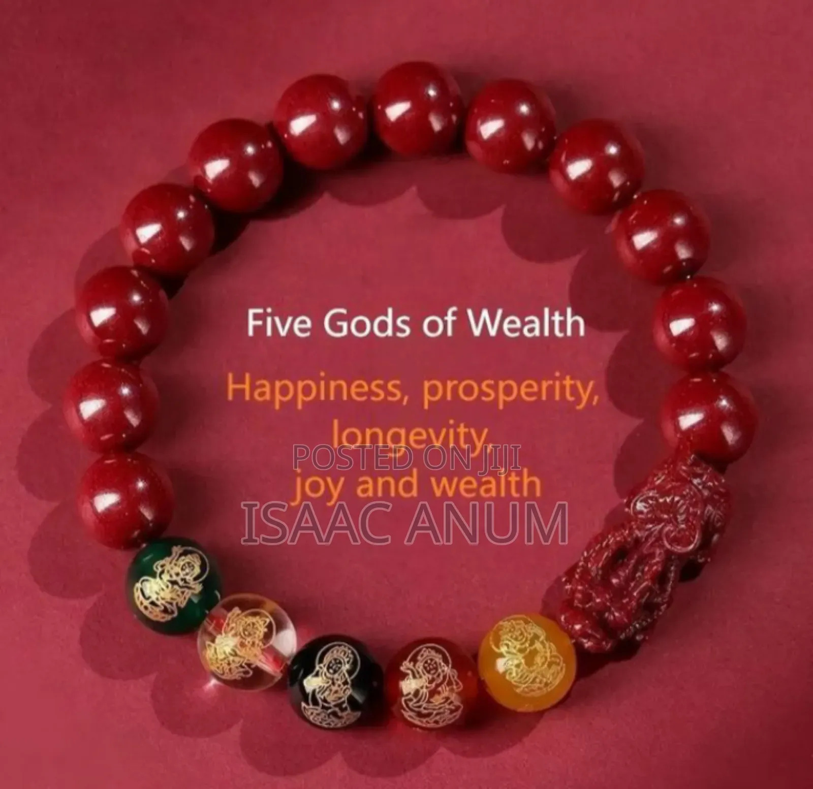 Feng Shui Pixiu Amulet Cinnabar Five Blessings Wealth Bracelet