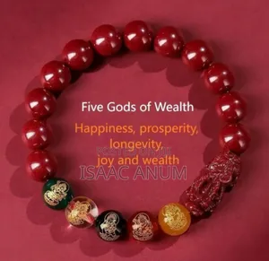 Feng Shui Pixiu Amulet Cinnabar Five Blessings Wealth Bracelet