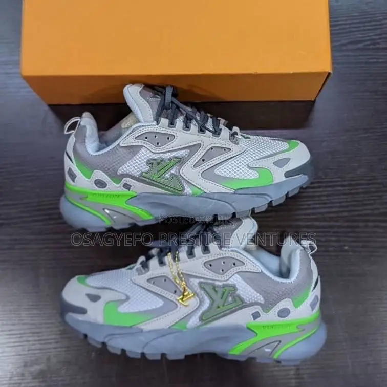 Luxury Designer Chunky Sneakers – Grey/Neon Green Edition