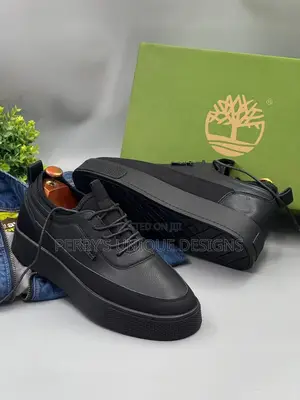 * Premium Timberland Executive All-Black Leather Casual Sneakers
