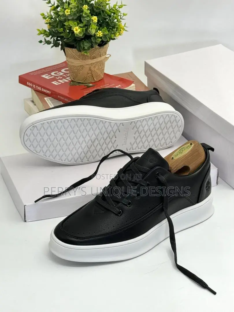 Timberland Executive Casual Leather Sneakers-Black (White Sole)