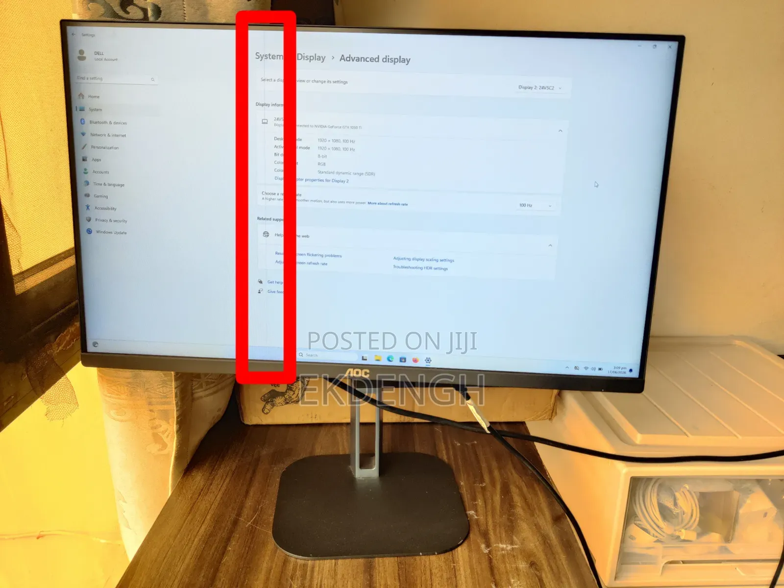 AOC 24v5c2 24" Full Hd 100hz | Ips Panel Hdmi With Line on Screen