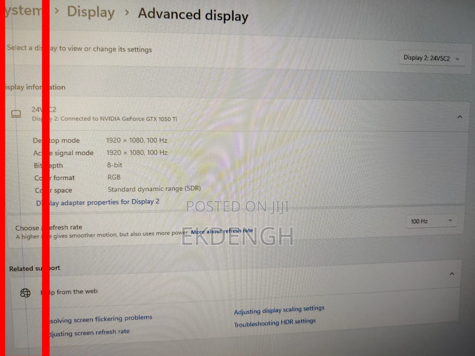 AOC 24v5c2 24" Full Hd 100hz | Ips Panel Hdmi With Line on Screen