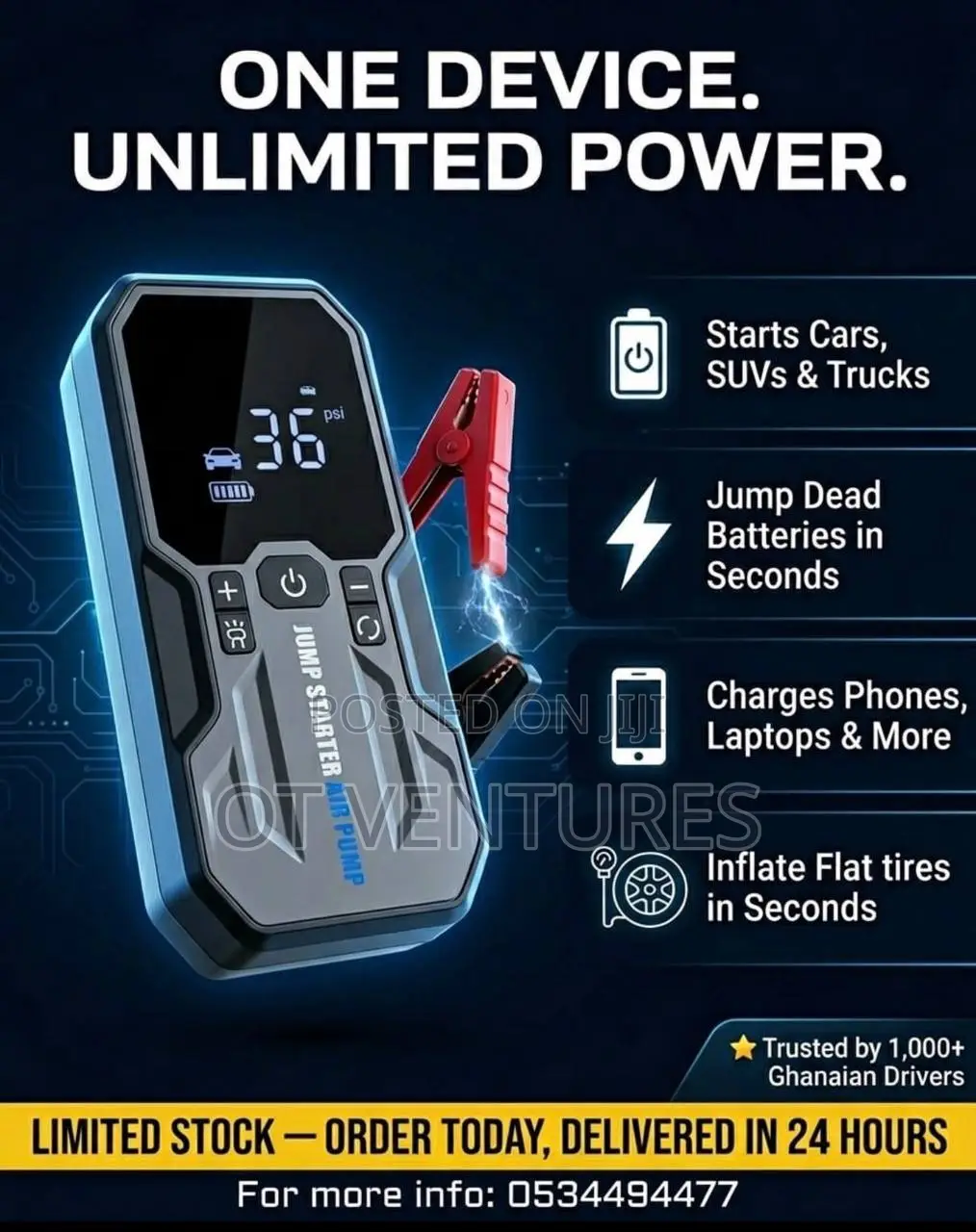 24,000mah Car Jumpstarter + Air Pump