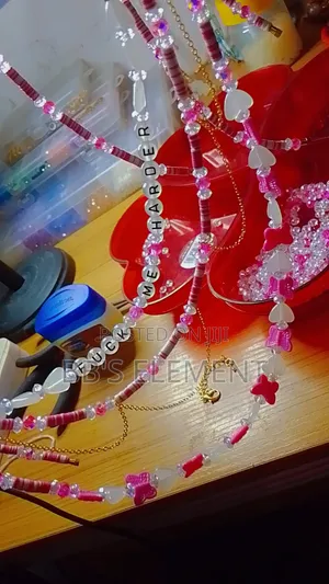 Pink a White Waist Beads