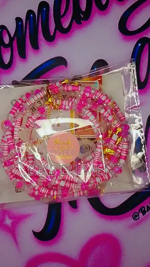 Pink a White Waist Beads