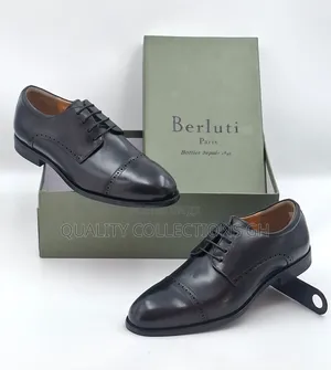 Solid Black Leather Berluti Shoe