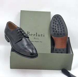 Solid Black Leather Berluti Shoe
