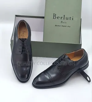 Solid Black Leather Berluti Shoe