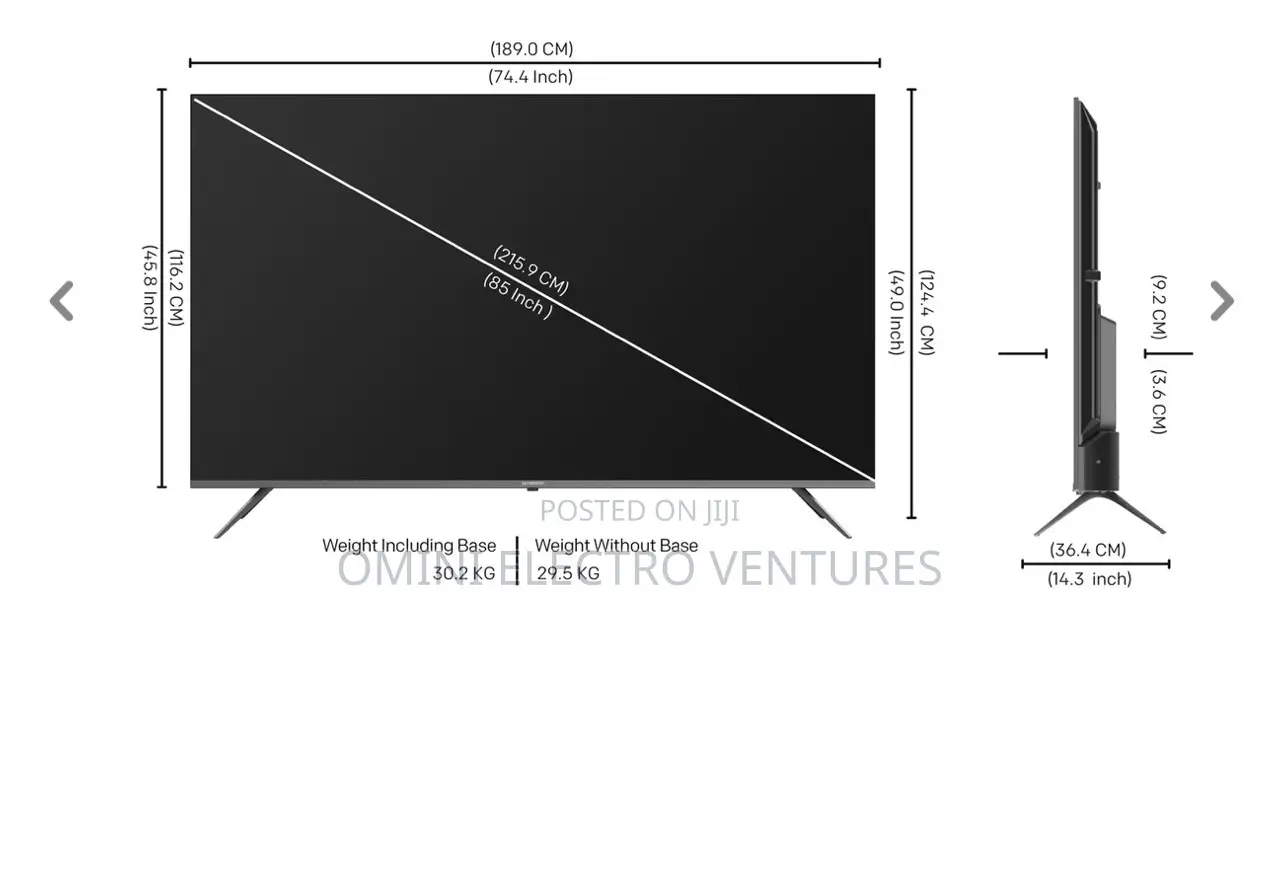 Solid 2025 Skyworth 85” Qled Smart Tv